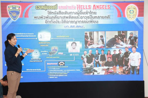 Thai authorities spell out the investigation and arrest of Elices who they allege is an “Aussie Hells Angel” in a presentation in December.