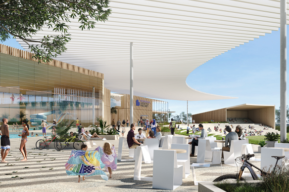 An artist’s impression of the Hammondville pool which will be partially funded by the sale of the two lots to Moorebank Sports Club.