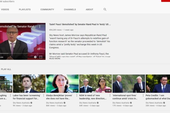 YouTube suspended Sky News Australia from posting new videos to its YouTube account for seven days.