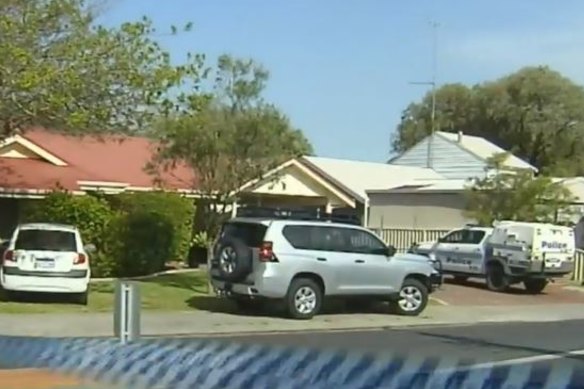 The scene at the West Busselton homicide on Tuesday.