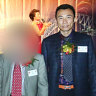 Xiongming Xie (far right) was arrested in July. He is a former Crown Casino high-roller agent and former deputy to Chinese billionaire Huang Xiangmo (left).
