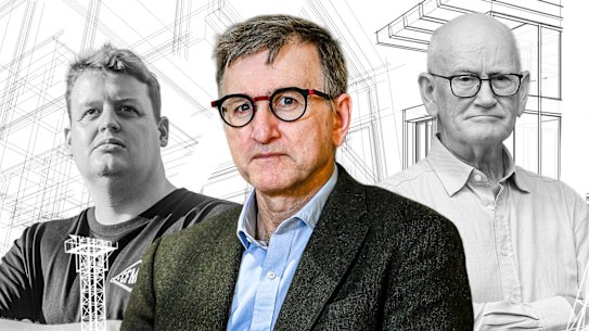 CFMEU administrator Mark Irving (centre) has resigned and will be replaced by Michael Crosby (right), two months after launching an investigation into his former second-in-charge Zach Smith (left).