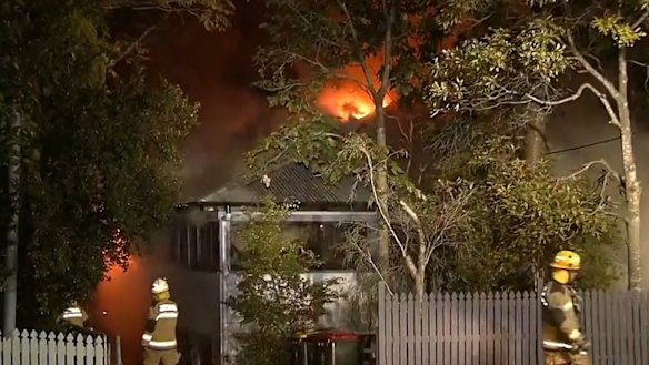 Six fire crews battled the blaze on Bower Street in Annerley overnight.