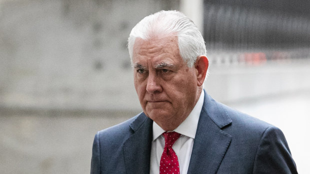 Rex Tillerson, former chief executive officer of Exxon Mobil, as he arrived at the court in New York on Wednesday to give his testimony.