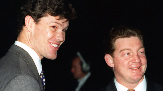 Sydney heavyweights: James Packer and Phil Gould in 1996. 