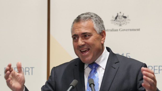 Then-treasurer Joe Hockey explaining the 2015 intergenerational report. The next report will be vastly different.