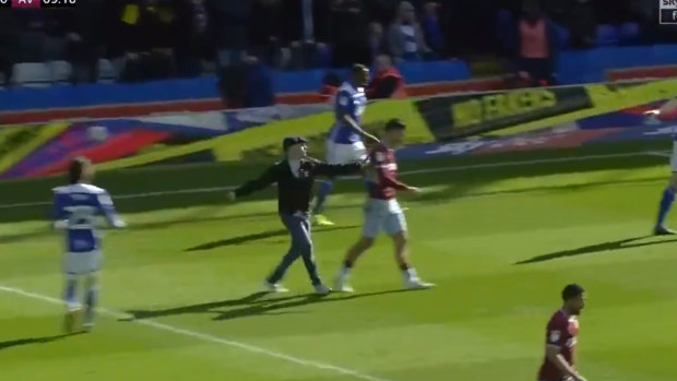 Disgraceful: Screengrab taken from Sky Sports Football of a fan attacking Aston Villa's Jack Grealish in Birmingham.