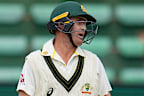 Anrich Nortje (right) celebrates taking the wicket of Marnus Labuschagne in Australia’s first dig in Gqeberha.