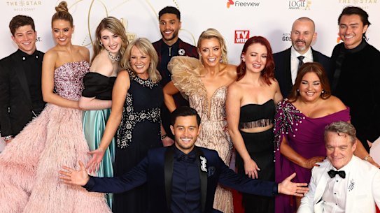 The cast of Neighbours at the Logie Awards in 2022.