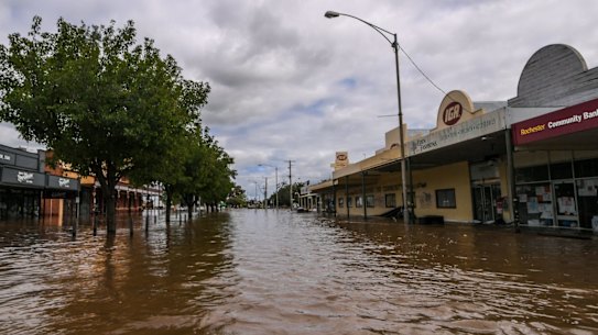 Flood waters devastate the town of Rochester in central Victoria.