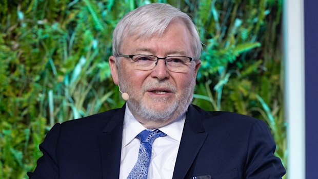 Australian ambassador to the United States Kevin Rudd at the Milken Institute Global Conference in Los Angeles.