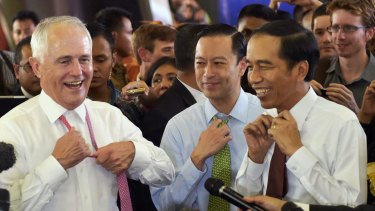Then prime minister Malcolm Turnbull and Indonesian President Joko Widodo in November 2015. The two men invested considerable political effort in the trade deal between their countries.