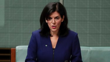 Julia Banks announcing her resignation from the Liberal Party. Mr Dutton rejected her claims of bullying within the party.
