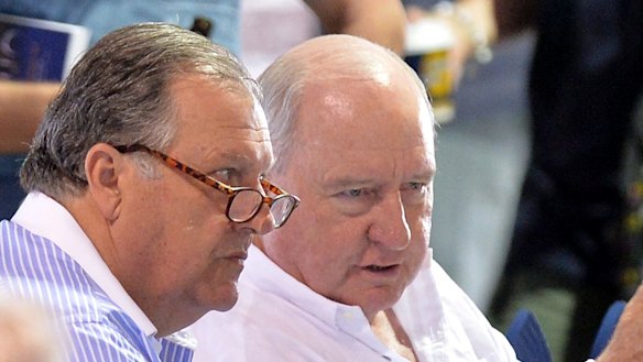 Alan Jones and racing business partner John Messara at a Magic Millions sale. 