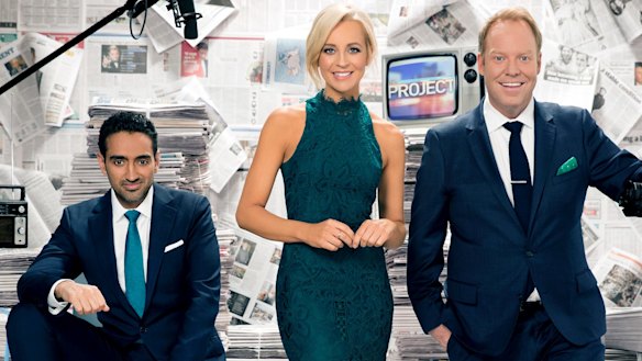 The Project hosts Waleed Aly, Carrie Bickmore and Pete Helliar.