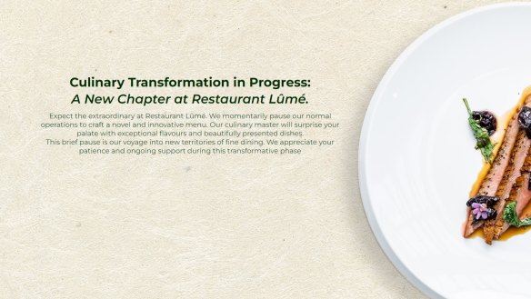 Restaurant Lume’s website strikes an optimistic tone.