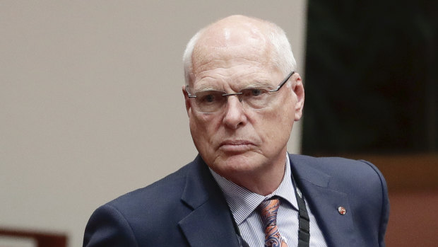 Senator Jim Molan in Parliament on Monday after he was knocked down to an unwinnable position on the Liberal Senate ticket for the next election.