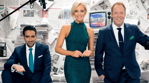 The Project hosts Waleed Aly, Carrie Bickmore and Pete Helliar.