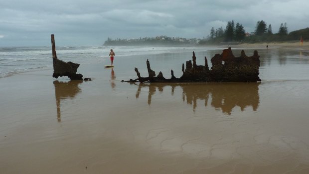 The remains of the SS Dicky at Caloundra.