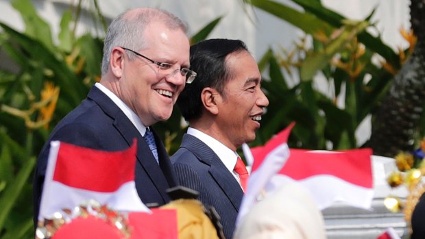 Scott Morrison and Indonesian President Joko Widodo, during Mr Morrison's August trip to Indonesia.