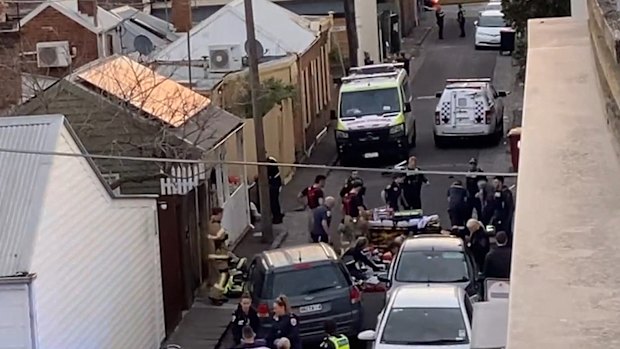 Police swarmed to the area near Park and Dow streets in South Melbourne on a Saturday in late May.