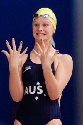 Liesel Jones readying for her 100m breaststroke heat at the Sydney 2000 Olympics.