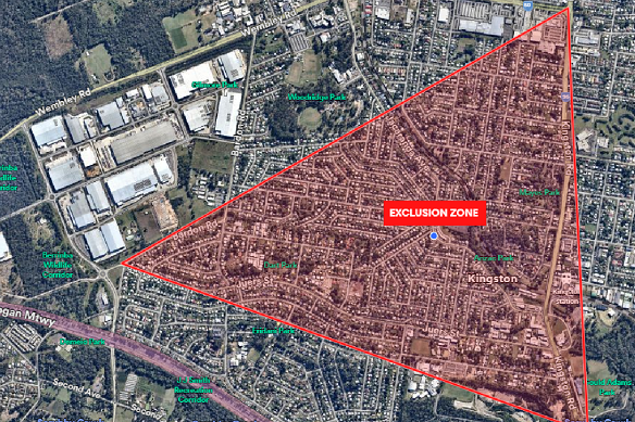 An exclusion zone remains in place around the site of the fire at Kingston Road in Logan.