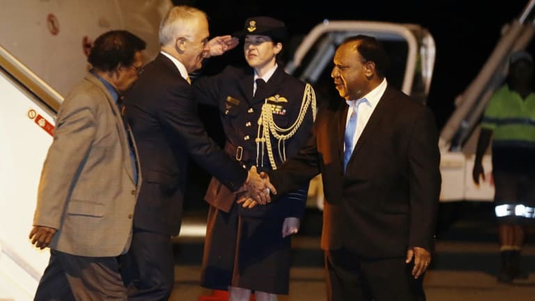Australia tetap "mitra pilihan" untuk PNG: Tuan Pato menyambut mantan perdana menteri Malcolm Turnbull pada April 2017.