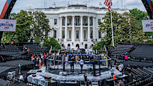 The set-up for UFC's White House event.