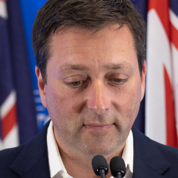 Matthew Guy concedes defeat at the Liberal Party election party.