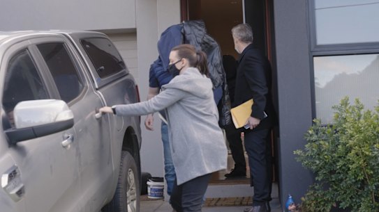 Screenshot of police arresting an individual on Wednesday as part of a sporting integrity investigation. 