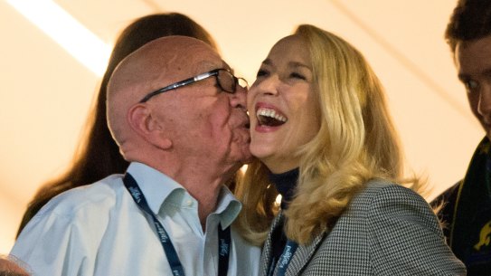 Rupert Murdoch and Jerry Hall attended the 2015 Rugby World Cup Final match between Australia and New Zealand at Twickenham Stadium on October 31, 2015.