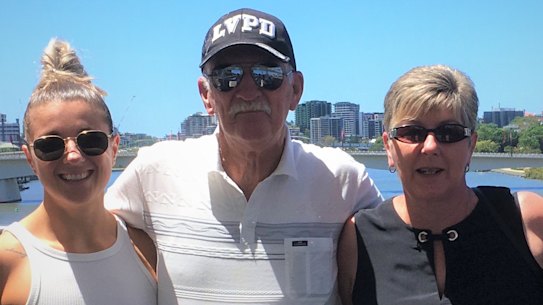 Lauren with her parents Michael and Helen Hurn. They have not seen each other in over three years. 