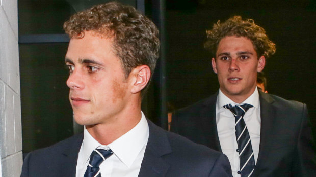 Brothers Ed and Charlie Curnow arrive at the tribunal.