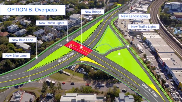 The second option would replace the roundabout with an overpass.