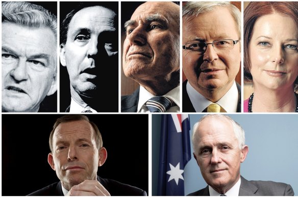 Bob Hawke, Paul Keating, John Howard, Kevin Rudd, Julia Gillard, Tony Abbott and Malcolm Turnbull.