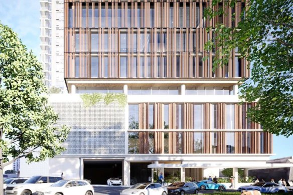 An artist’s impression of the 7-storey office building the CFMEU wants to develop in Bowen Hills.