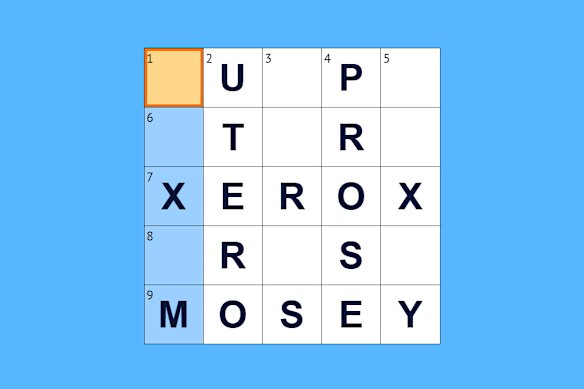The grid that stumped our testers, with the “proverbial truth” clue at 1 Down.