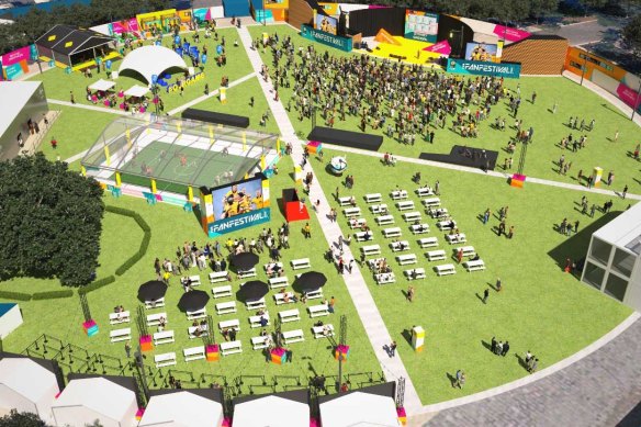 Darling Harbour’s Tumbalong Park will host the city’s official FIFA Fan Festival.