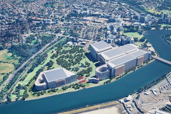 Concept images of the data centre, logistics and commercial hub planned on the site of the former Kogarah Golf Club.