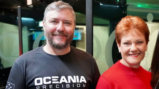 Jeff Bacon pictured with Pauline Hanson in 2023.