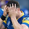 Parramatta pain: A familiar feeling for Mitchell Moses on Sunday afternoon.