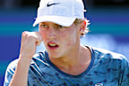 Cruz Hewitt celebrates his second-ever ATP main draw victory.