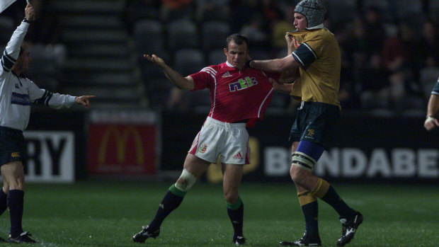Harrison and Healey go toe-to-toe during a Lions and Australia A match