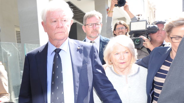 Dennis and Una Glennon leave court after Bradley Edwards was convicted of murdering their daughter Ciara Glennon.