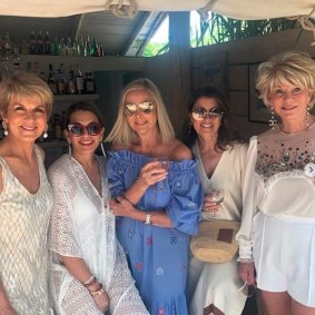 Julie Bishop celebrating her 63rd birthday in St Tropez with Jill Hoad,  Wendy Marshall, Denise Satterley and Rhonda Wyllie.