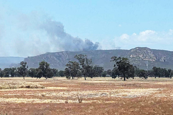 Smoke from a bushfire in the Grampians National Park earlier on Tuesday.