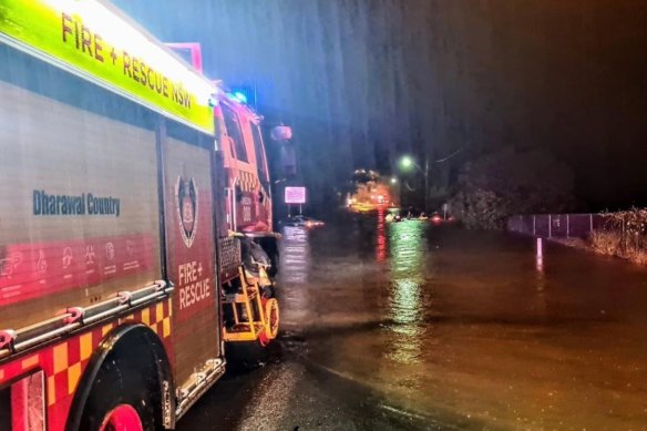 Menangle Road, Campbelltown where vehicles were trapped in floodwaters on the evening of March 7. 