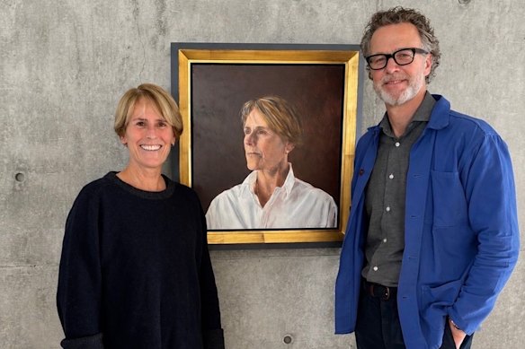 Clark with Melbourne artist Andrew Greensmith, who was commissioned by the Marylebone Cricket Club to paint his portrait.