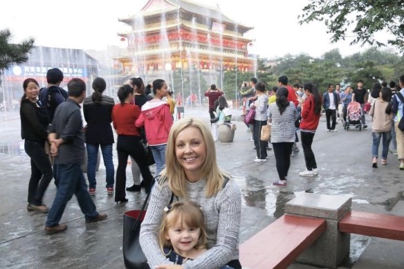 Nicole Webb with daughter Ava in Xi’an.